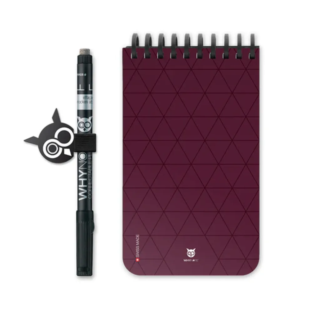 WhyNote | A6 slim fit | 40 pagina's | Soft Touch kaft | Burgundy Tie